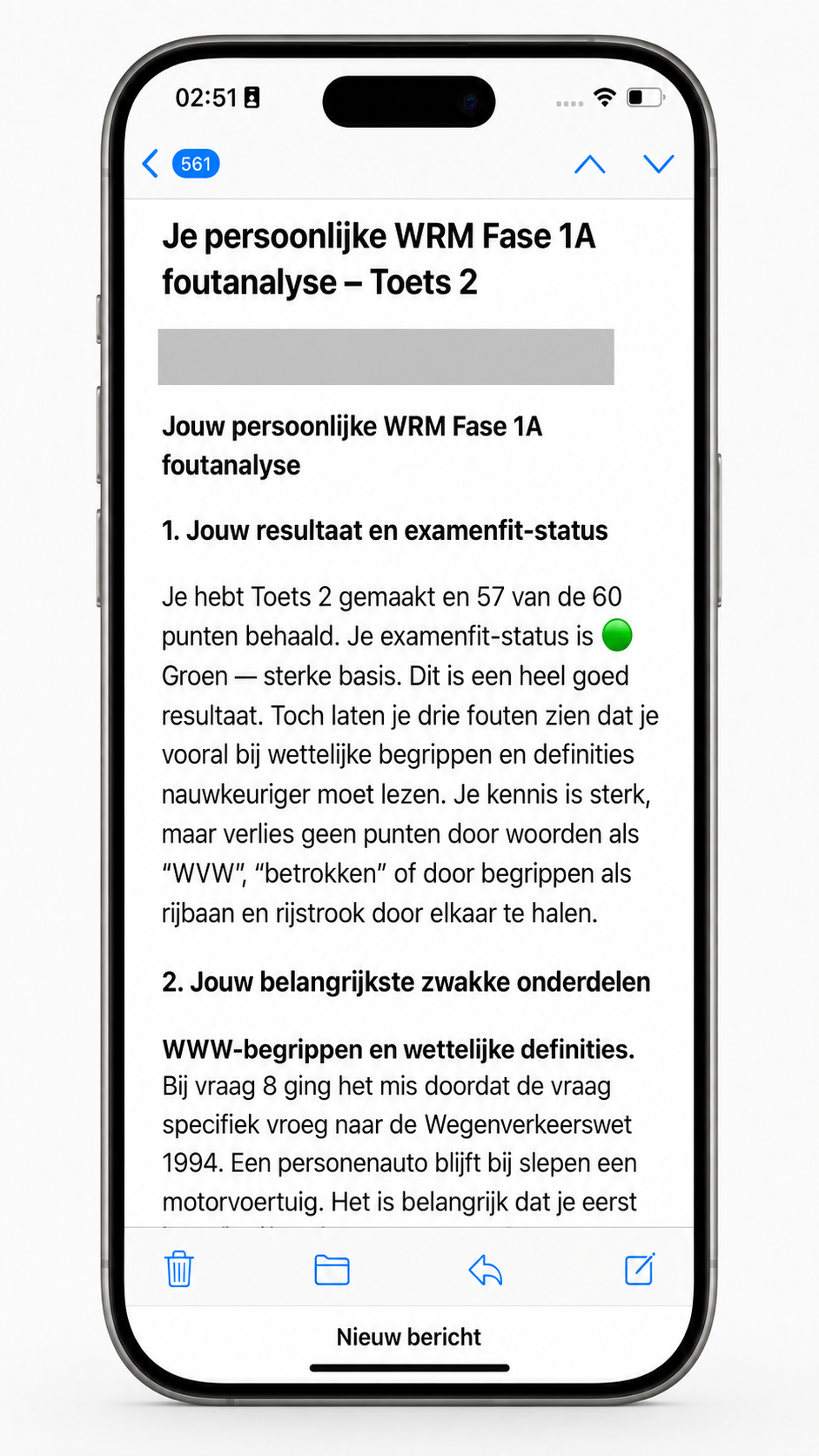 WRM Fase oefenexamen met verkeerssituatie in een herkenbare examenomgeving op laptop