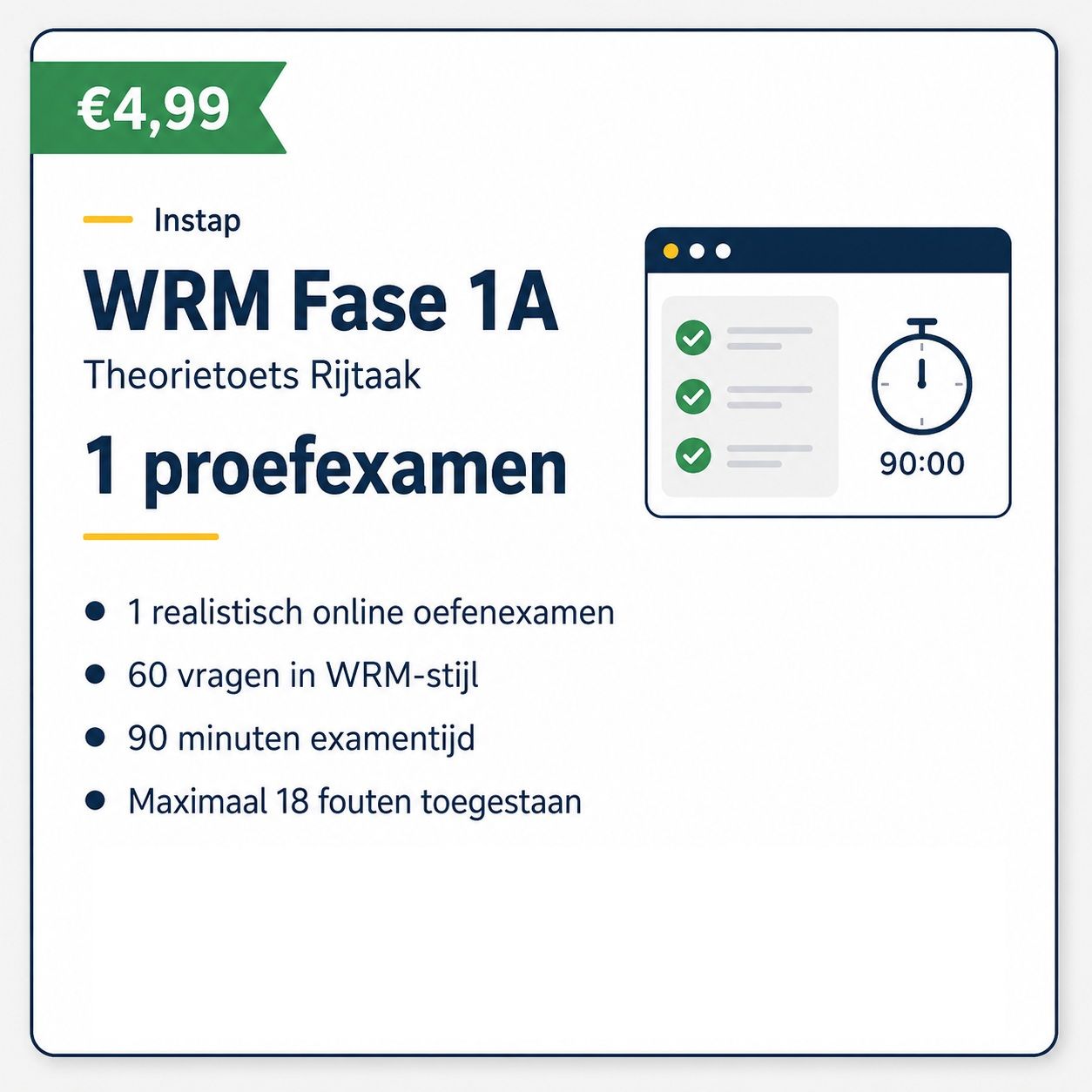 WRM Fase 1A – Theorietoets Rijtaak – 1 proefexamen