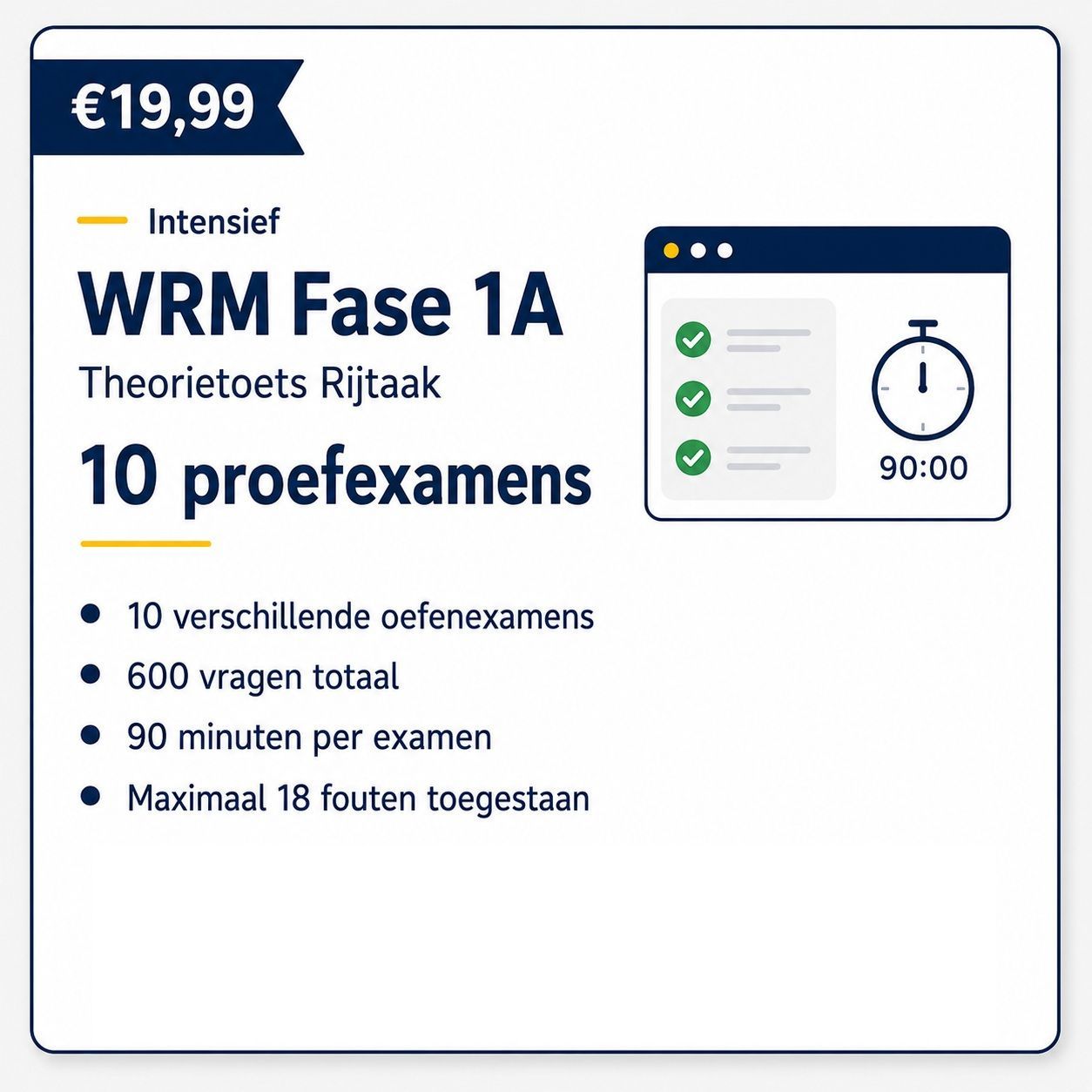 WRM Fase 1A – Theorietoets Rijtaak – 10 proefexamens