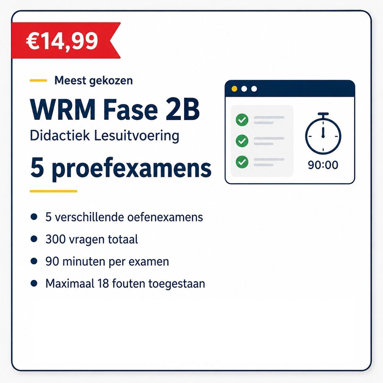 WRM Fase 2B – Didactiek Lesuitvoering – 5 proefexamens