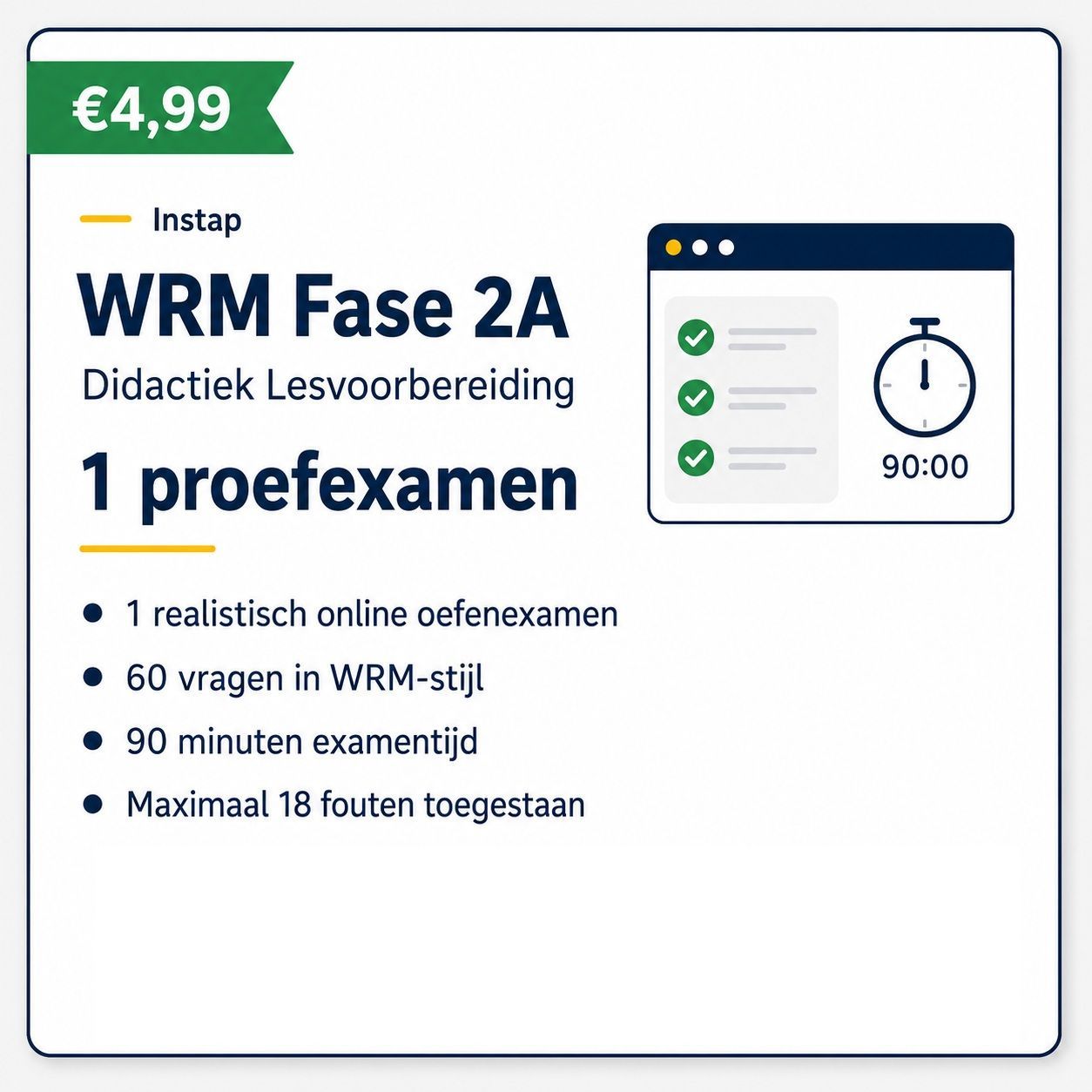 WRM Fase 2A – Didactiek Lesvoorbereiding – 1 proefexamen