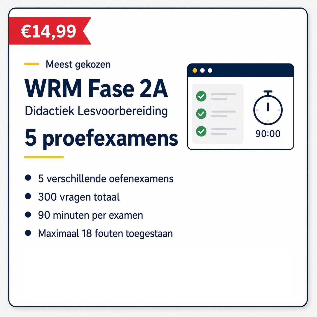 WRM Fase 2A – Didactiek Lesvoorbereiding – 5 proefexamens