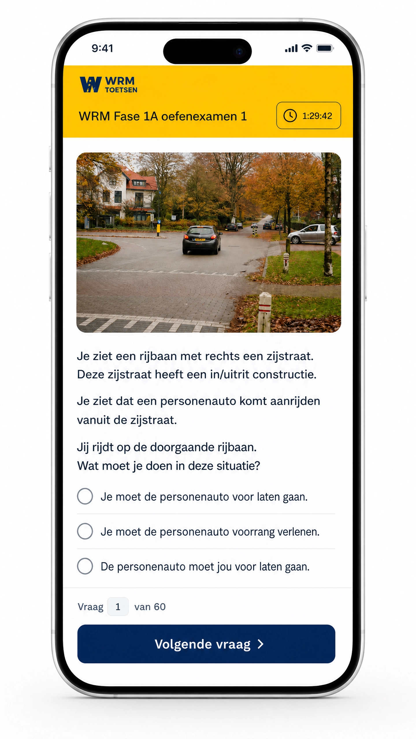 Scherm van de enquête in de mobiele app met een foto van het park, meerkeuzevragen en een blauwe verzendknop.