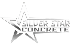 A black and white logo for a construction company called silver star construction llc.