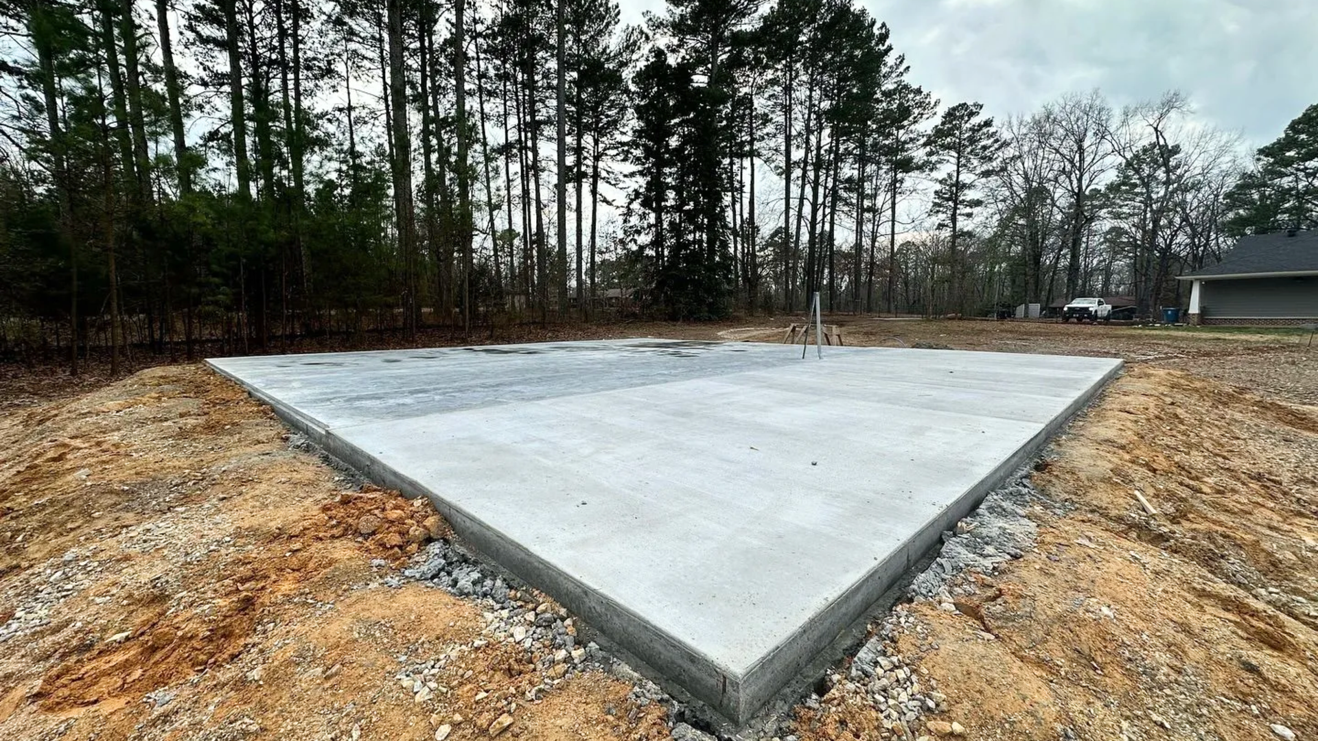 Concrete slab installation for a residential garage or addition in Central Arkansas