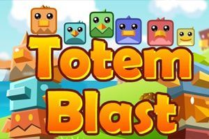 A cartoon illustration of a game called totem blast