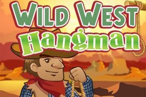 A cartoon of a cowboy holding a lasso with the words wild west hangman above him.