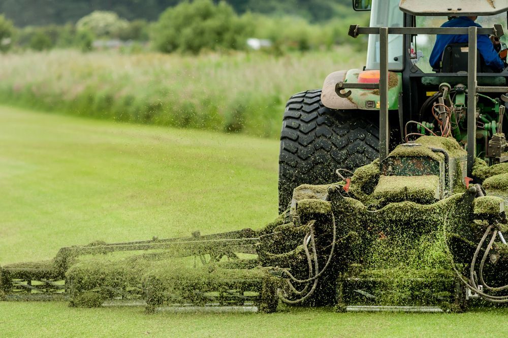 A Tractor Is Cutting Grass On A Lush Green Field — Cane Country Slashing & Mowing In Marian, QLD