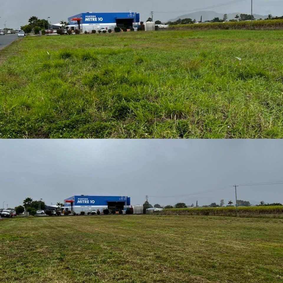 A Man Is Riding A Lawn Mower On A Lush Green Lawn — Cane Country Slashing & Mowing In Marian, QLD