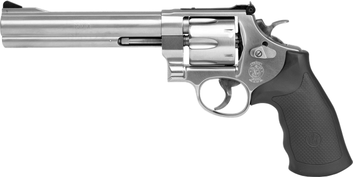 Stainless Steel Revolver with A Black Grip