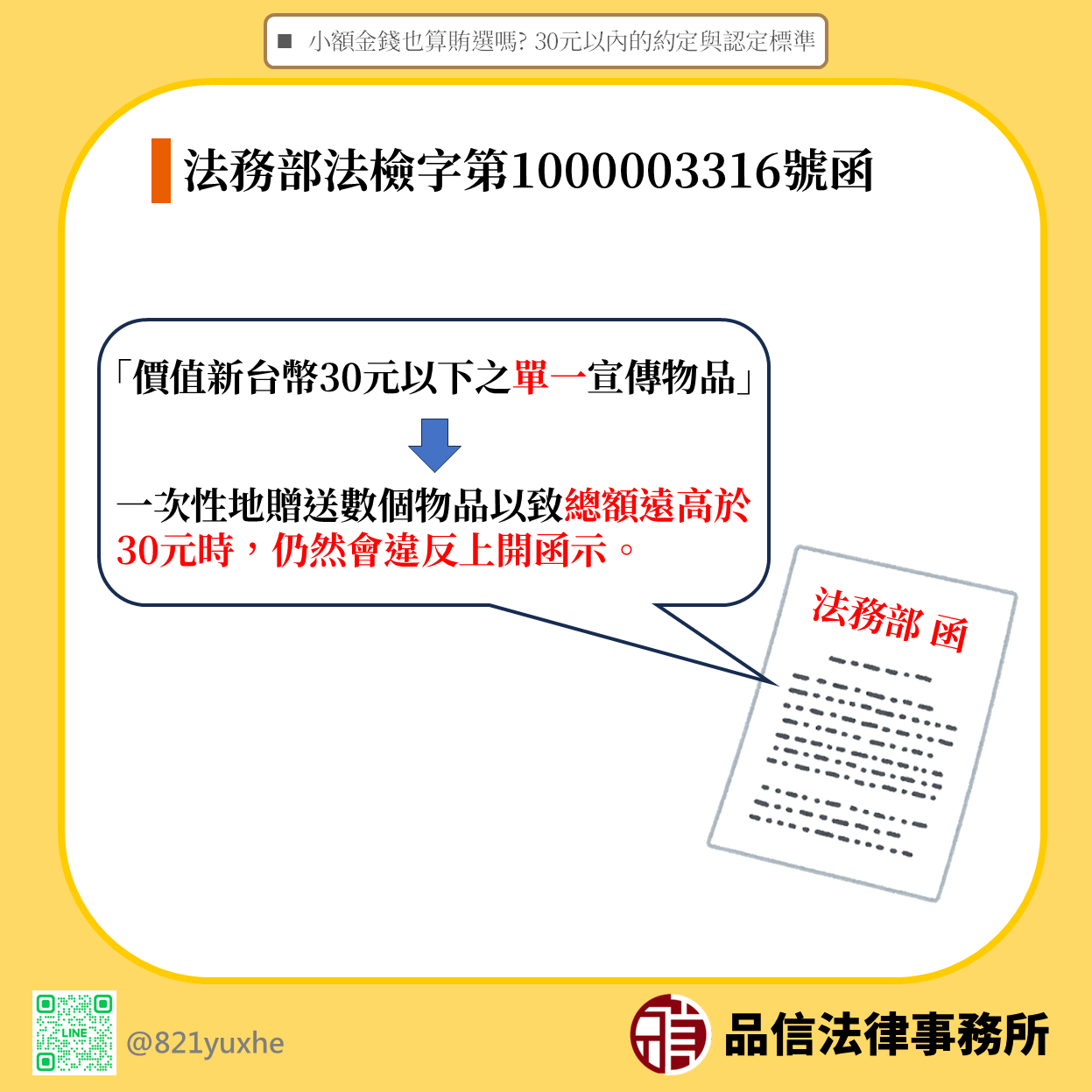 小額金錢也算賄選嗎？30元以內的約定與認定標準