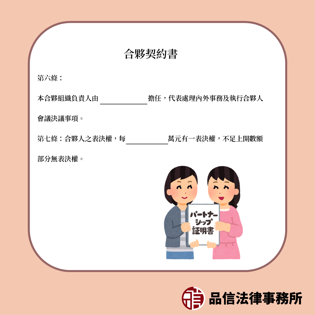明訂合夥事務的執行及合夥人的表決權