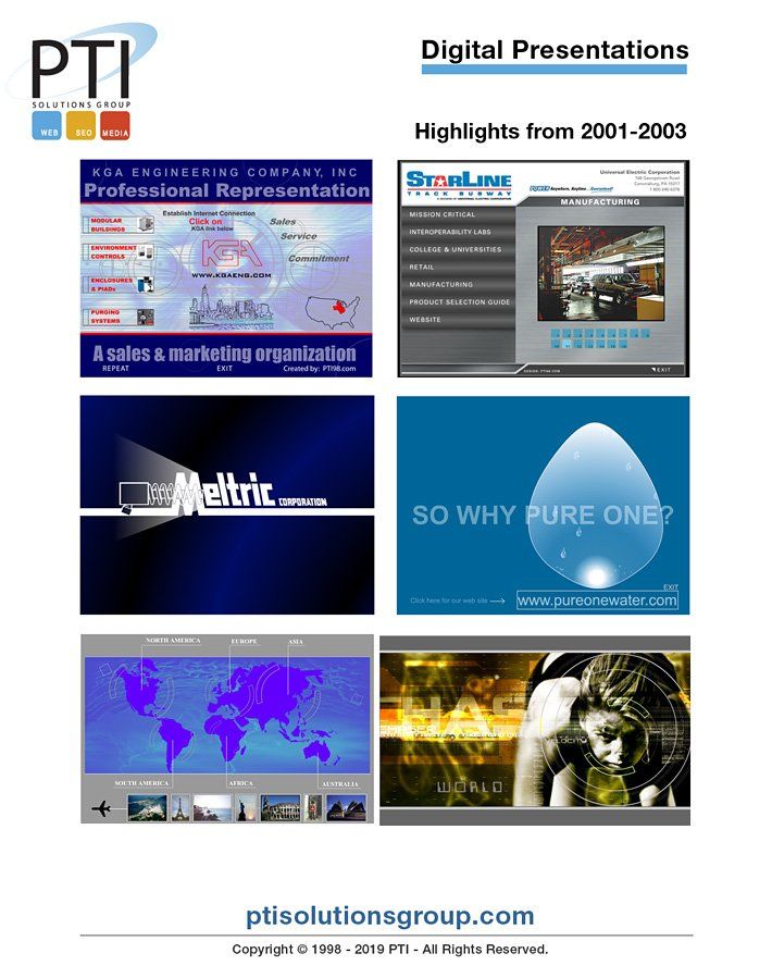 PTI Solutions Group Digital Presentations 2001 - 2003