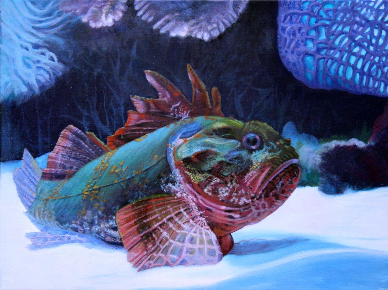 Grumpy Oil Painting by  Ann Hart annhart.com.au Western Red Scorpion)