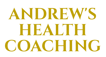 A blue and white logo for andrew 's health coach