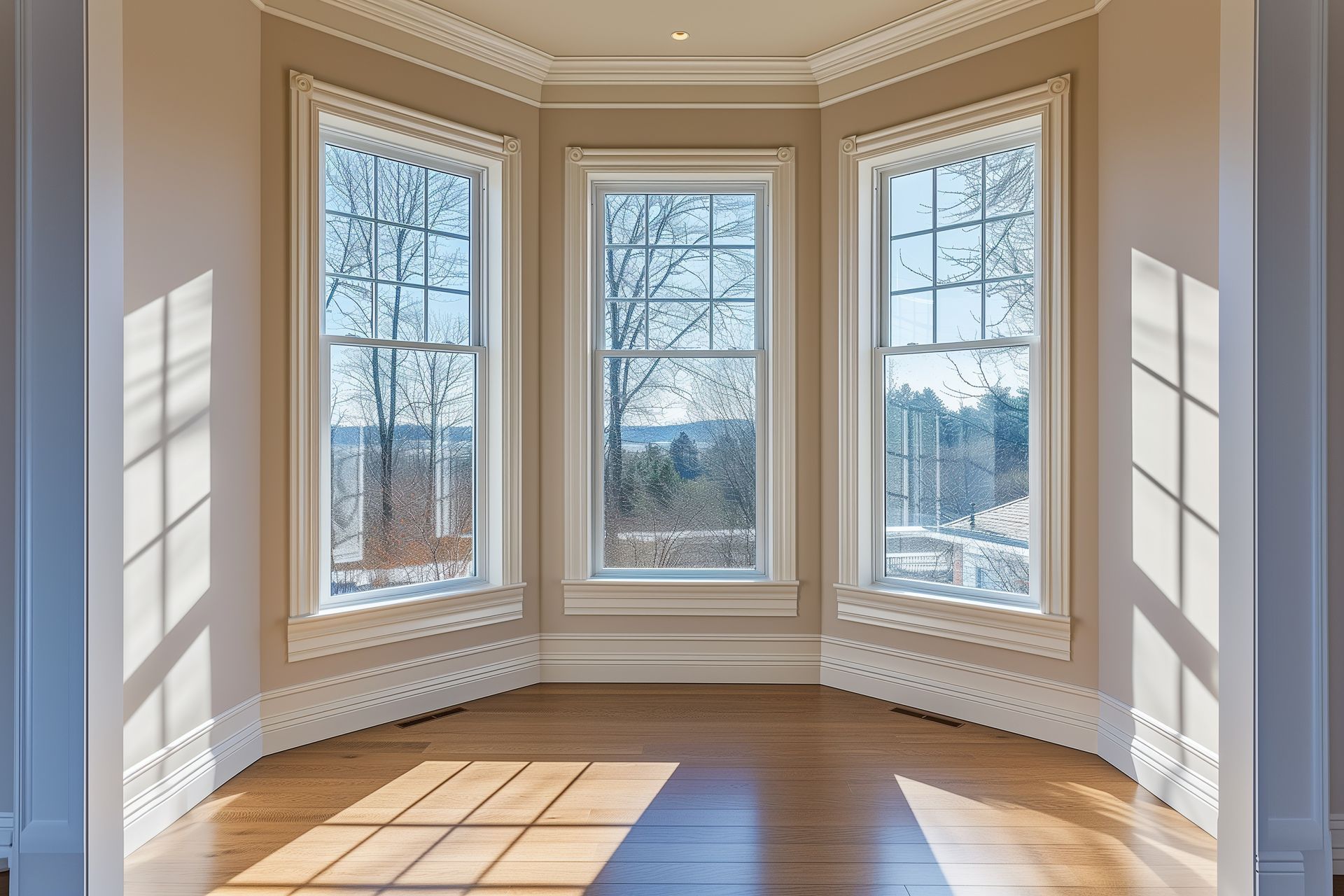 Bay windows in a home near Fletcher, NC.