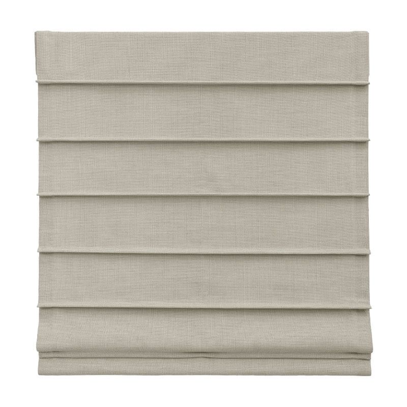 Beige pleated window shade with horizontal folds
