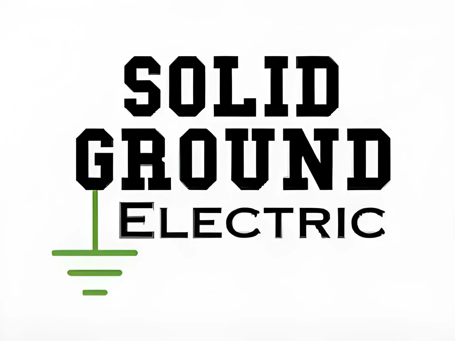 Logo for Solid Ground Electric with text and a ground symbol.