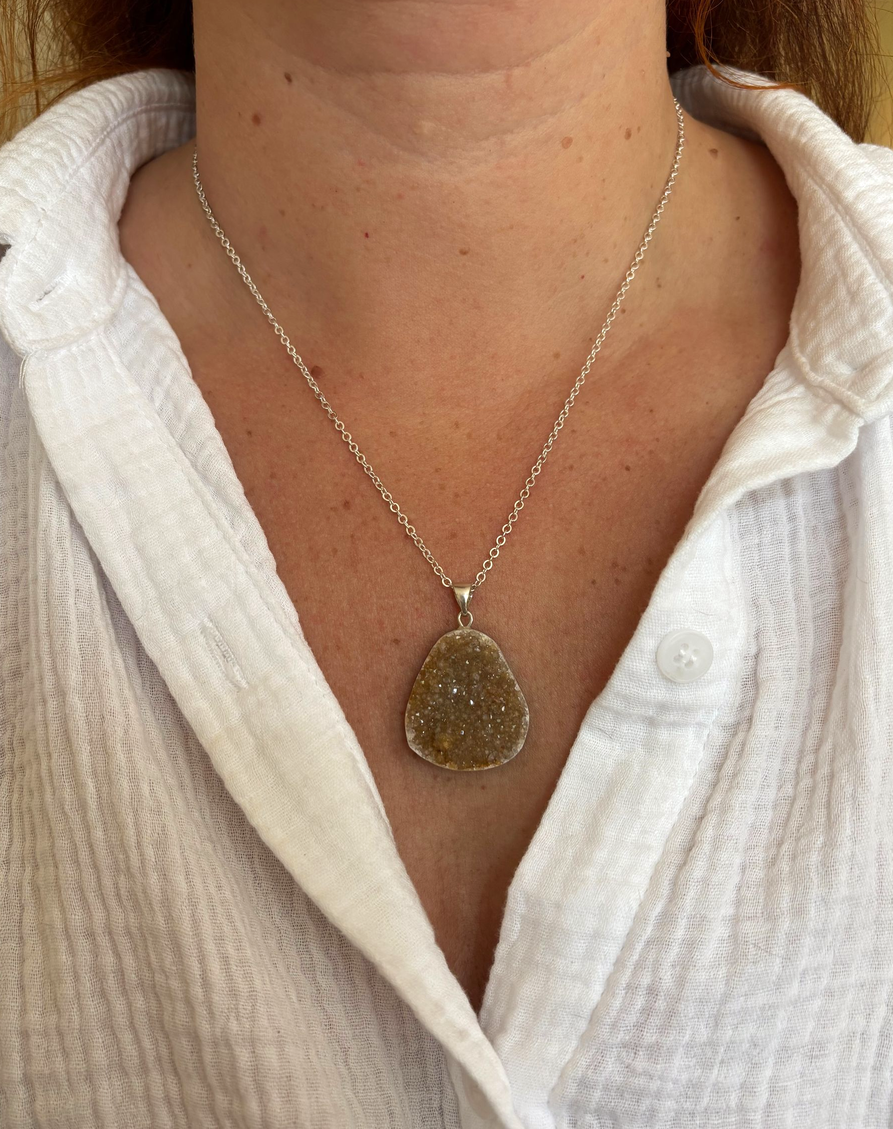 Uitverkocht - Ketting zilver met agaat geode hanger