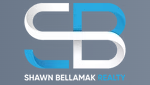 Logo for Shawn Bellamak Realty featuring a stylized white and blue