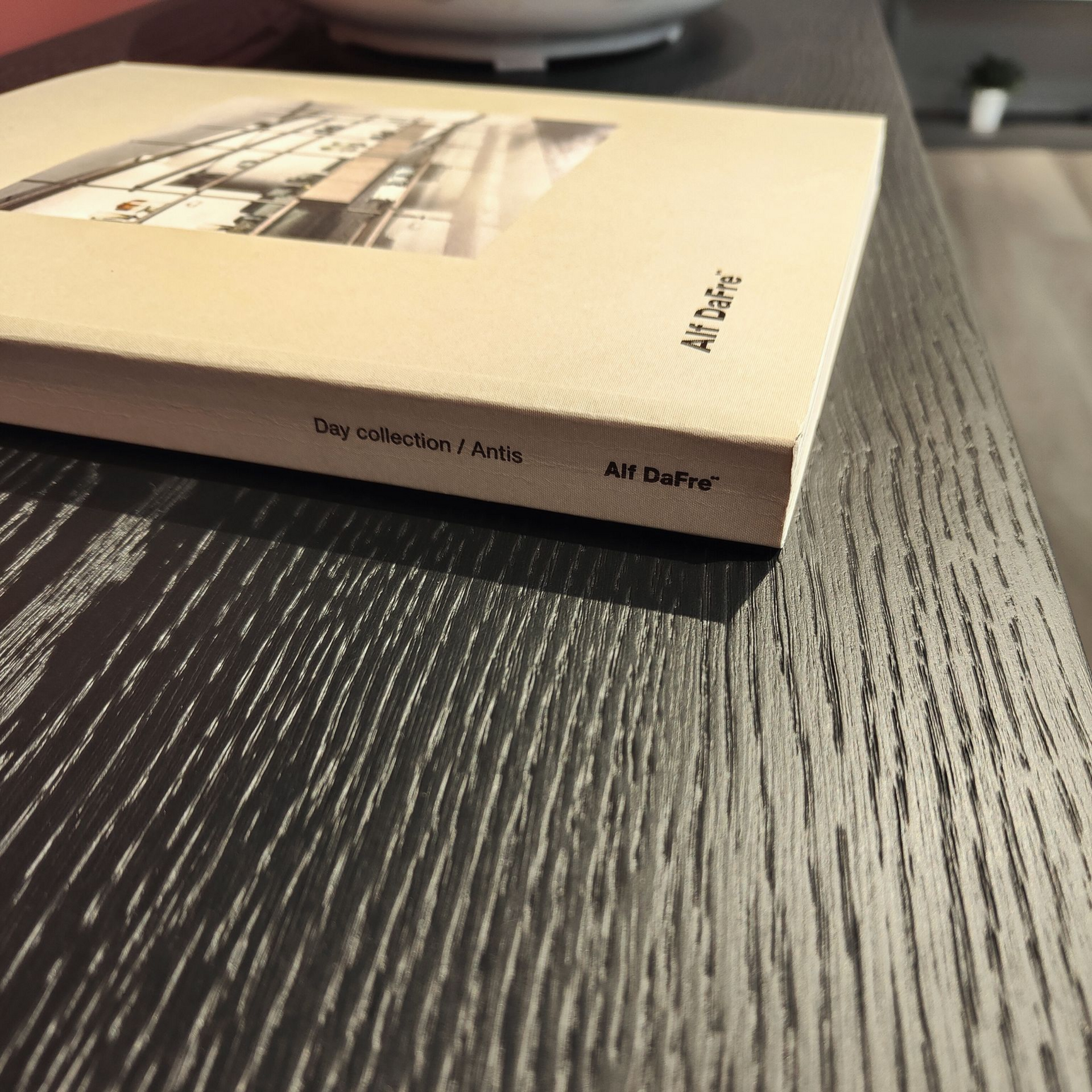 Un libro appoggiato su un tavolo di legno.