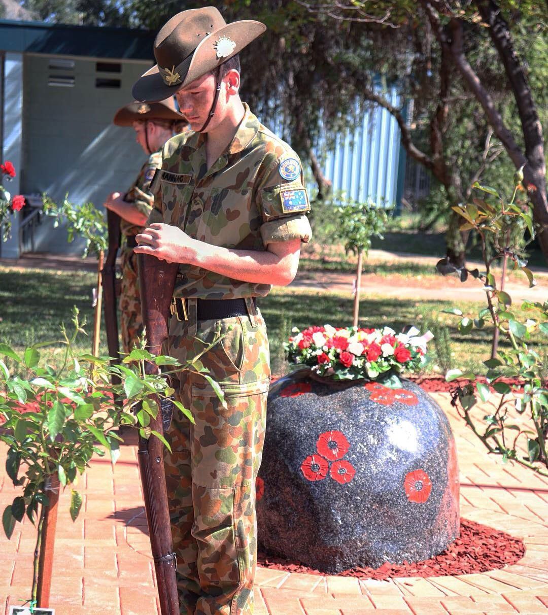 soldier guaring stone