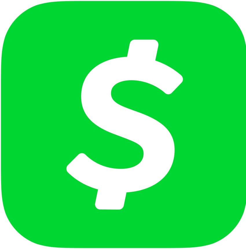 Cash App logo: white dollar sign on a green square.