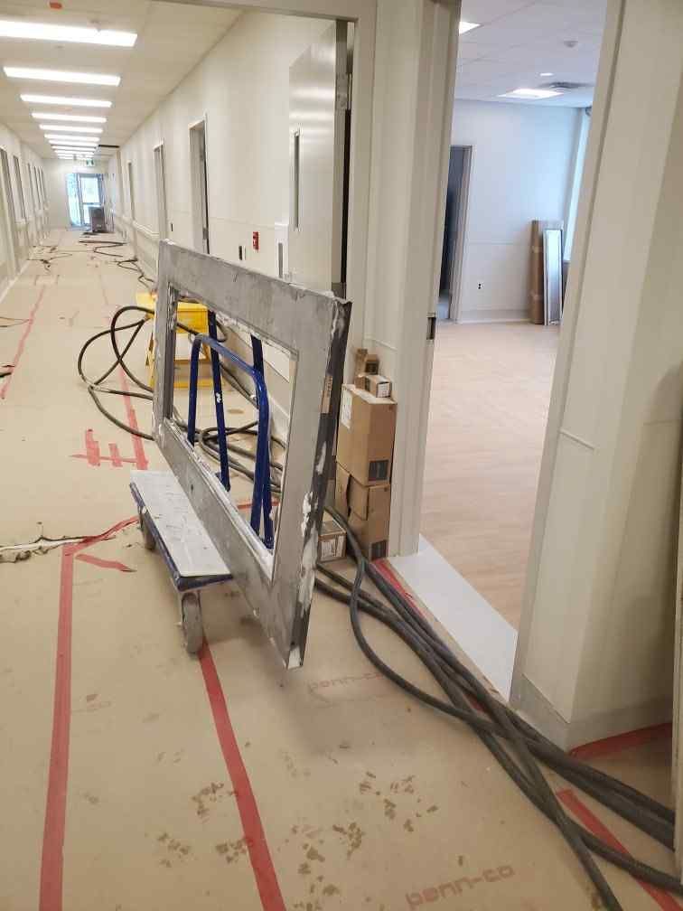 Commercial door frame installation