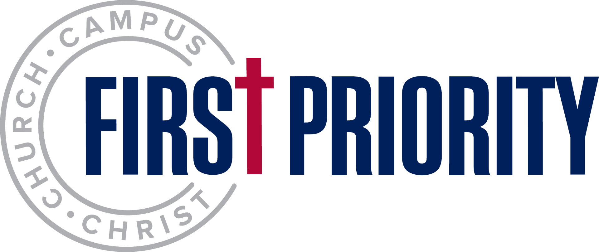 First Priority Student Ministry Logo, with red cross and a seal that says 