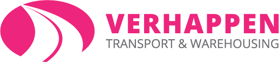 Een roze logo voor Verhappen Transport en Warehousing