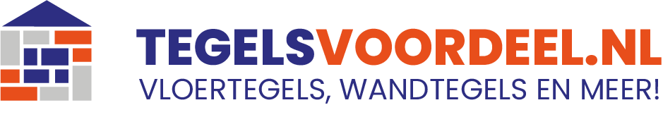 Een logo voor tegelsvoordeel.nl toont een bakstenen huis