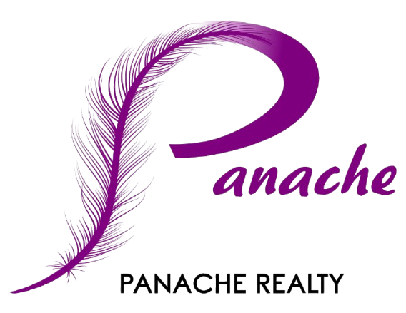Purple feather forming a "P" with the word "Panache" and "Panache Realty" below.