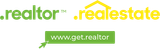 Logos for realtor and real estate domains. Includes www.get.realtor in green.
