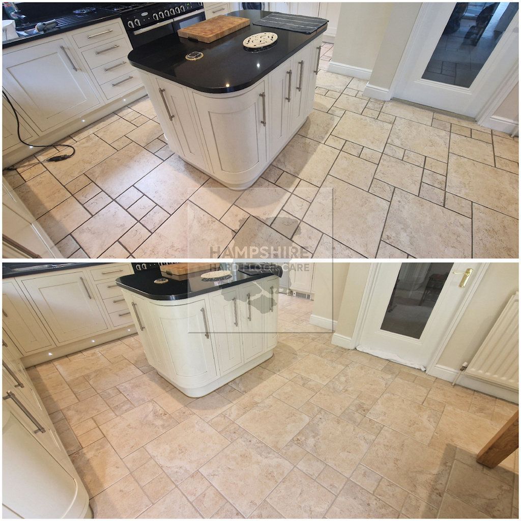 Country farmhouse kitchen floor restored to a fresh, natural finish