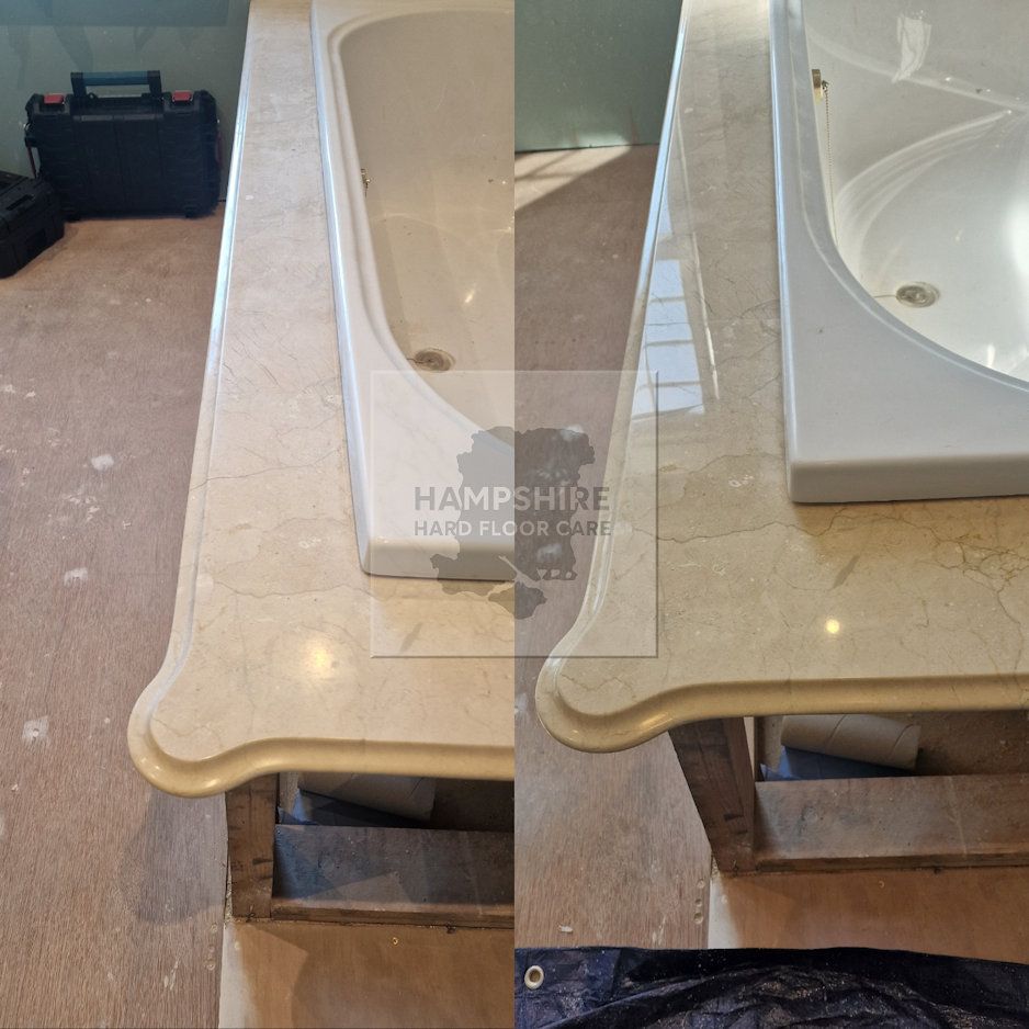 Professional restoration revealing the natural beauty of a marble vanity unit