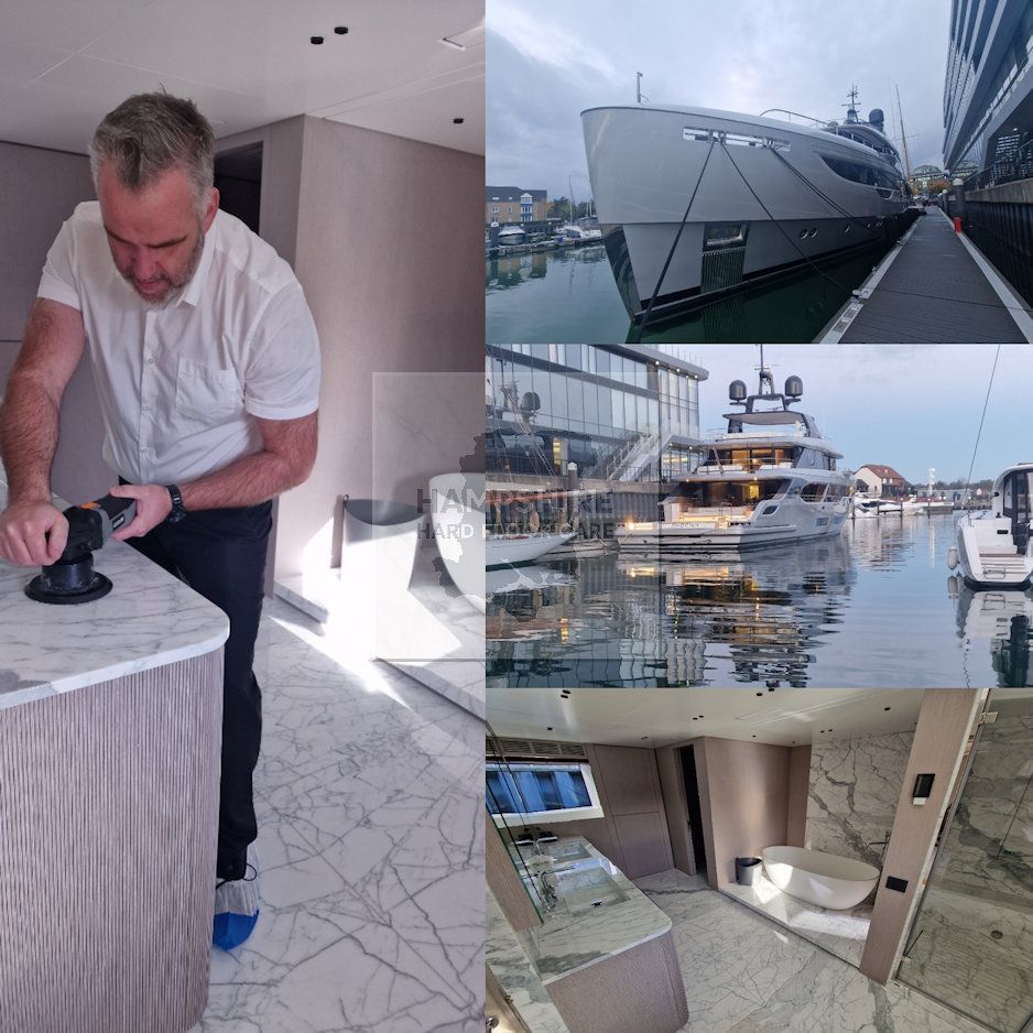 Superyacht  marble bathroom polishing