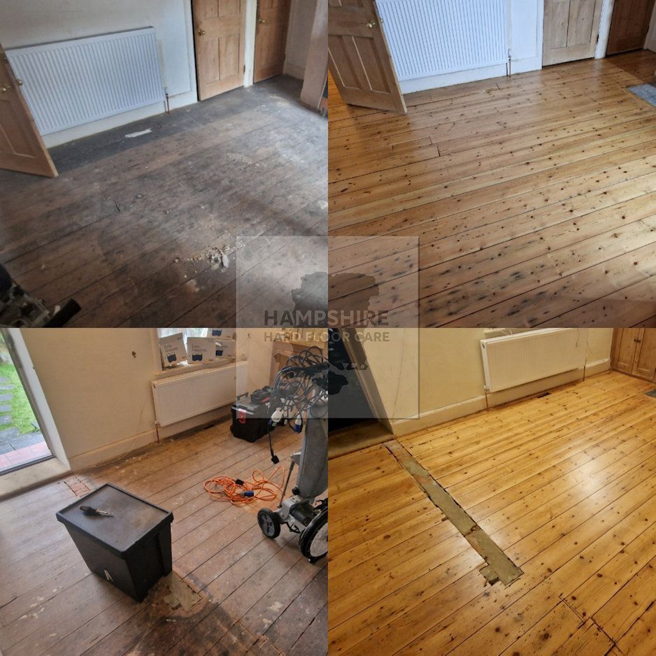 Applying final coat of lacquer to freshly sanded floor for a uniform finish