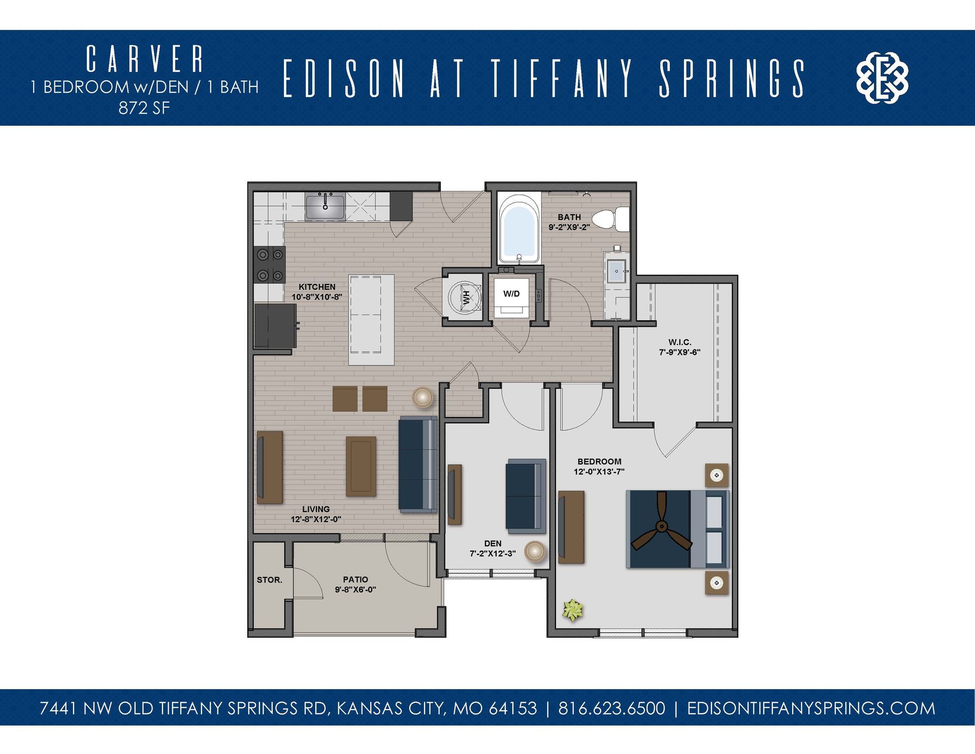 A floor plan for a apartment called edison at tiffany springs