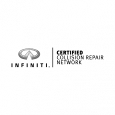 The infiniti logo is certified by the certified collision repair network.