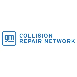 Gm collision repair network logo on a white background