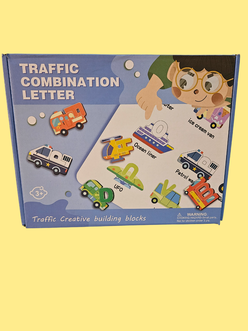 Rompecabezas Trafico con letras 3D en madera.