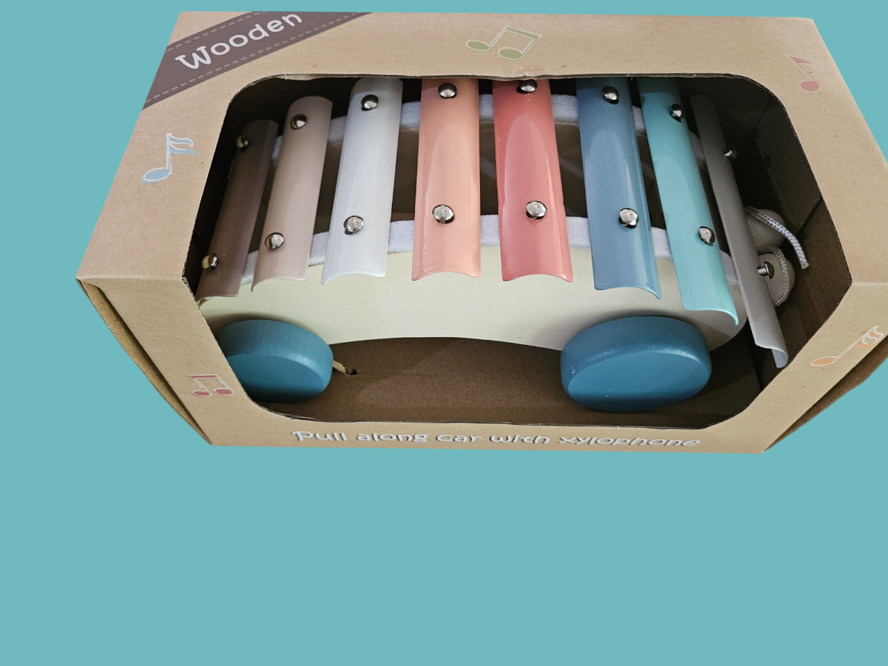 Juguete de arrastre con xilófono de madera