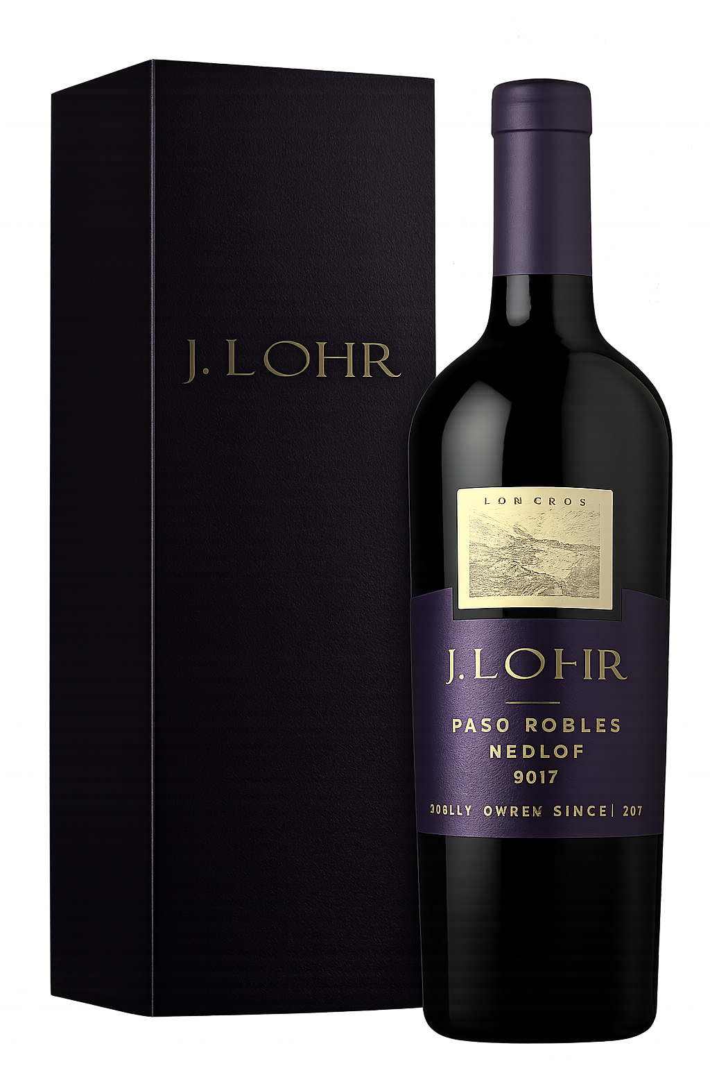 J. Lohr Paso Robles Cabernet Sauvignon wine bottle next to a black box.