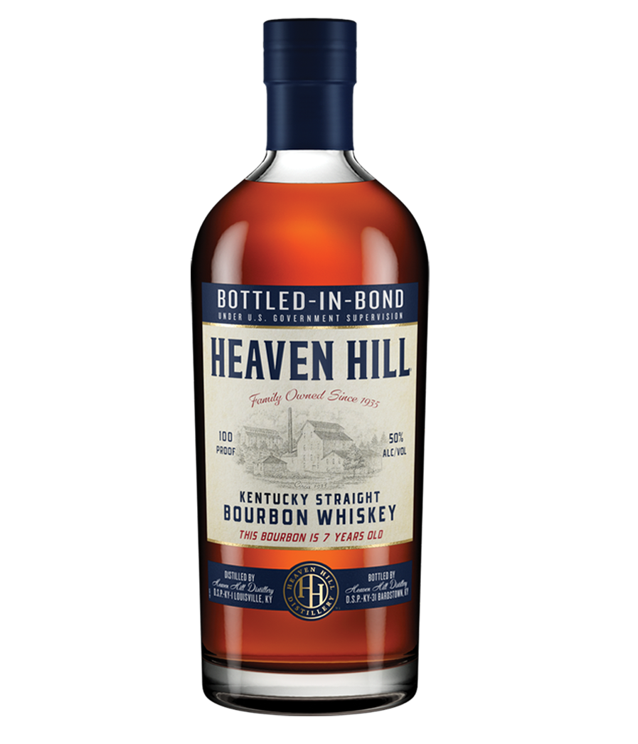 Bottle of Heaven Hill Kentucky Straight Bourbon Whiskey.