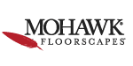 The logo for mohawk floorscapes has a red feather on it.
