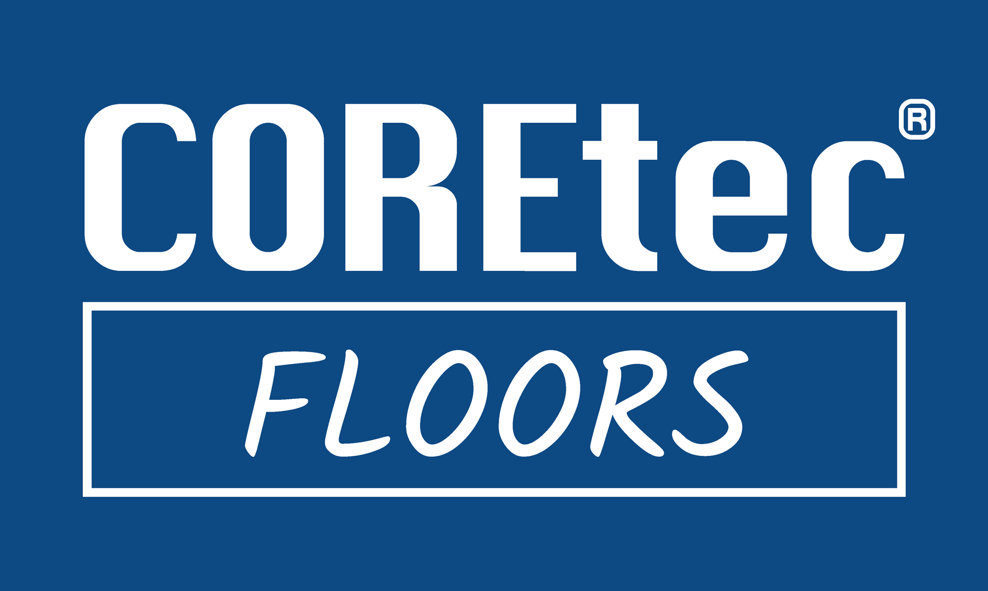 The coretec floors logo is on a blue background.