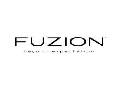 The fuzion logo is black and white and says beyond expectation.