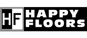 A black and white logo for happy floors