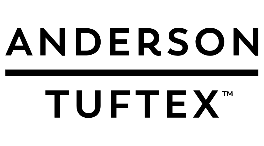 The logo for anderson tuftex is black and white.