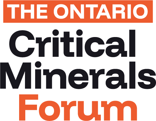 The Ontario Critical Minerals Forum logo: blue text on white. 
